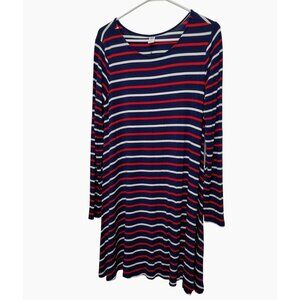 Old Navy Womens Striped Long Sleeve Knit Swing Dress S Petite, Red White Blue